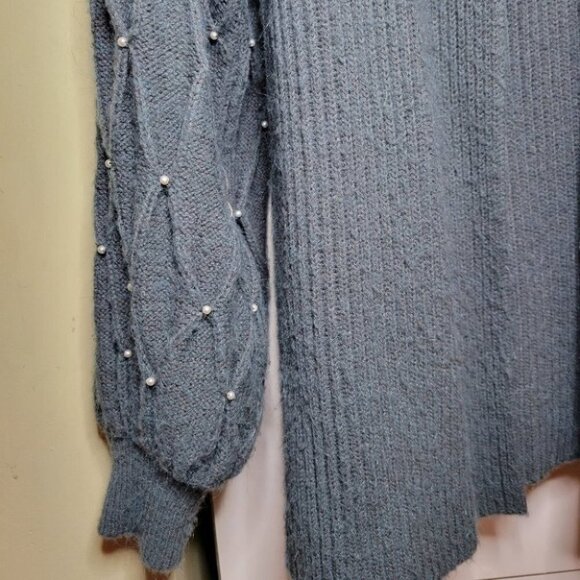 ❤️ 3 for $35 Vintage pearl balloon sleeve cardigan sweater puff shoulder small - Picture 5 of 8